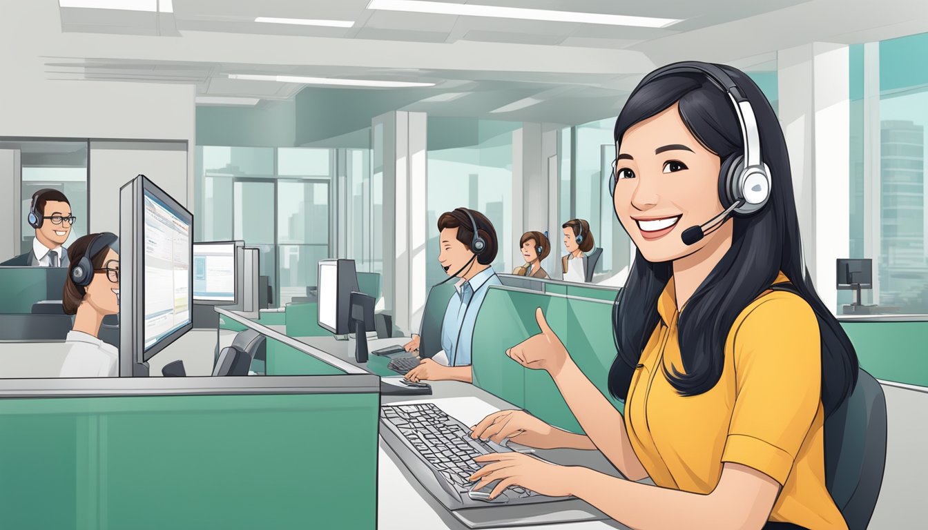 A customer service representative waives an ocbc easicredit fee with a smile