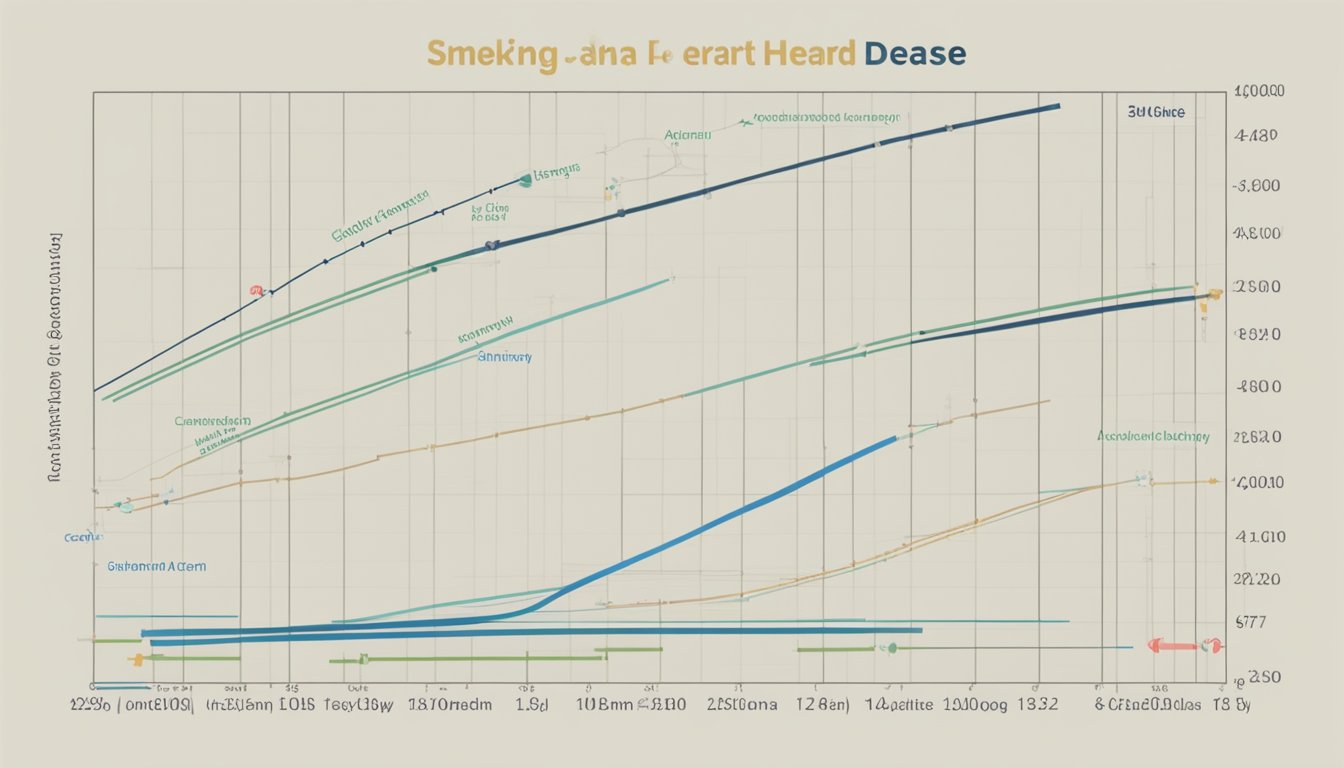A graph showing the correlation between smoking and heart disease, with a prominent title and clear, labeled axes