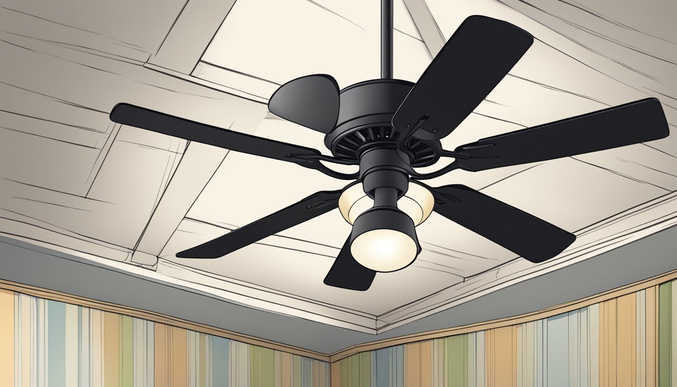 Ceiling fans spin, casting shadows on the art-filled walls
