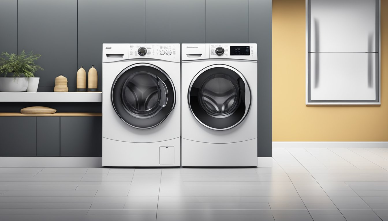 A modern washer dryer efficiently cleans and dries clothes, with digital controls and a sleek design for a seamless laundry experience