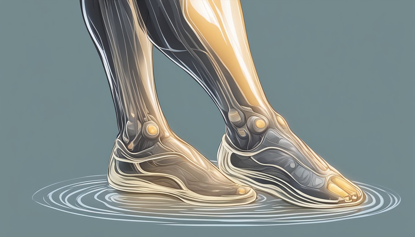 Ankles bulging with fluid, surrounded by swollen skin