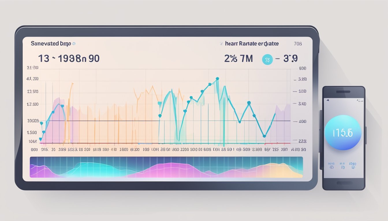 A heart rate monitor beeping rapidly, a person sweating and breathing heavily, a chart showing elevated heart rate levels