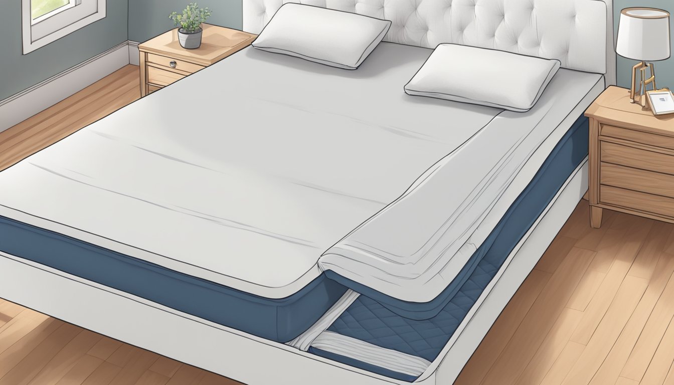 A person unfolds a king size mattress on a bed frame, then tucks in the edges for a neat and secure fit