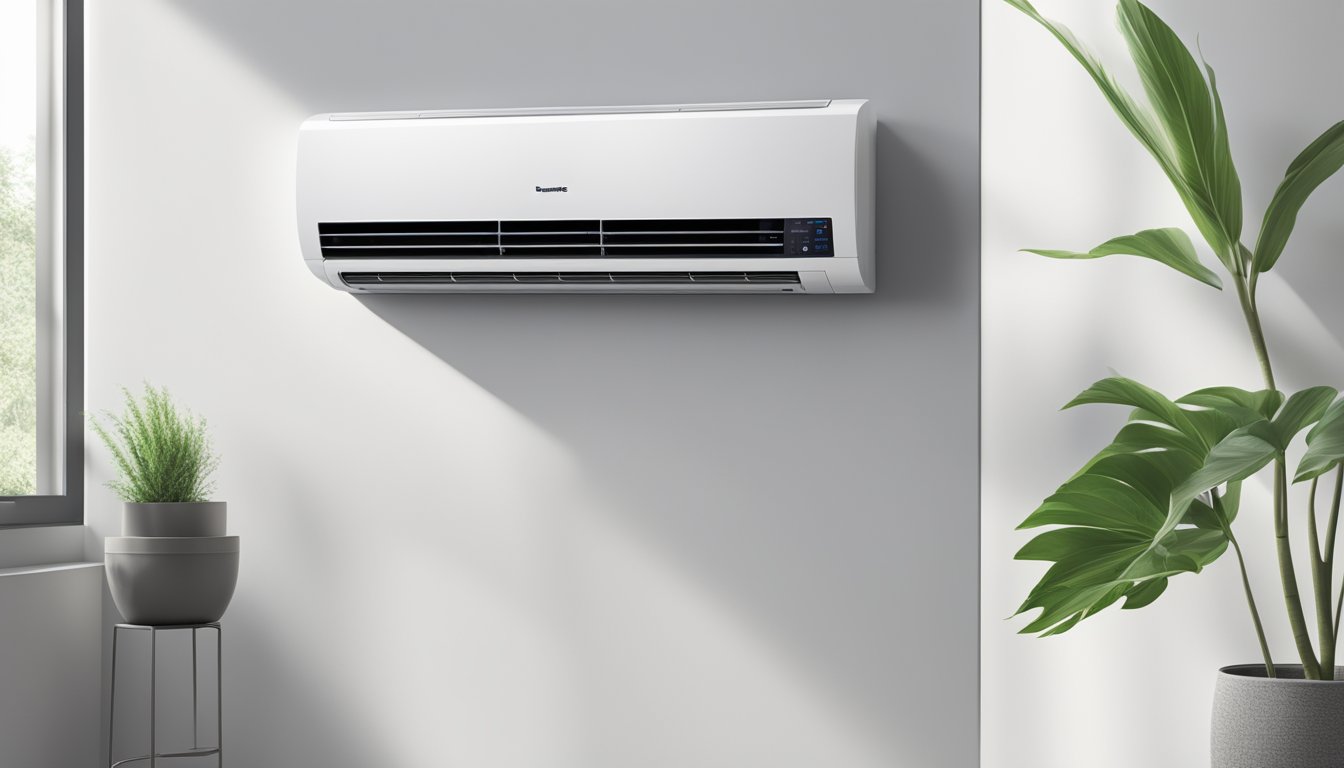 A sleek and modern Panasonic inverter air conditioner sits against a clean white wall, with a digital display panel and adjustable air vents