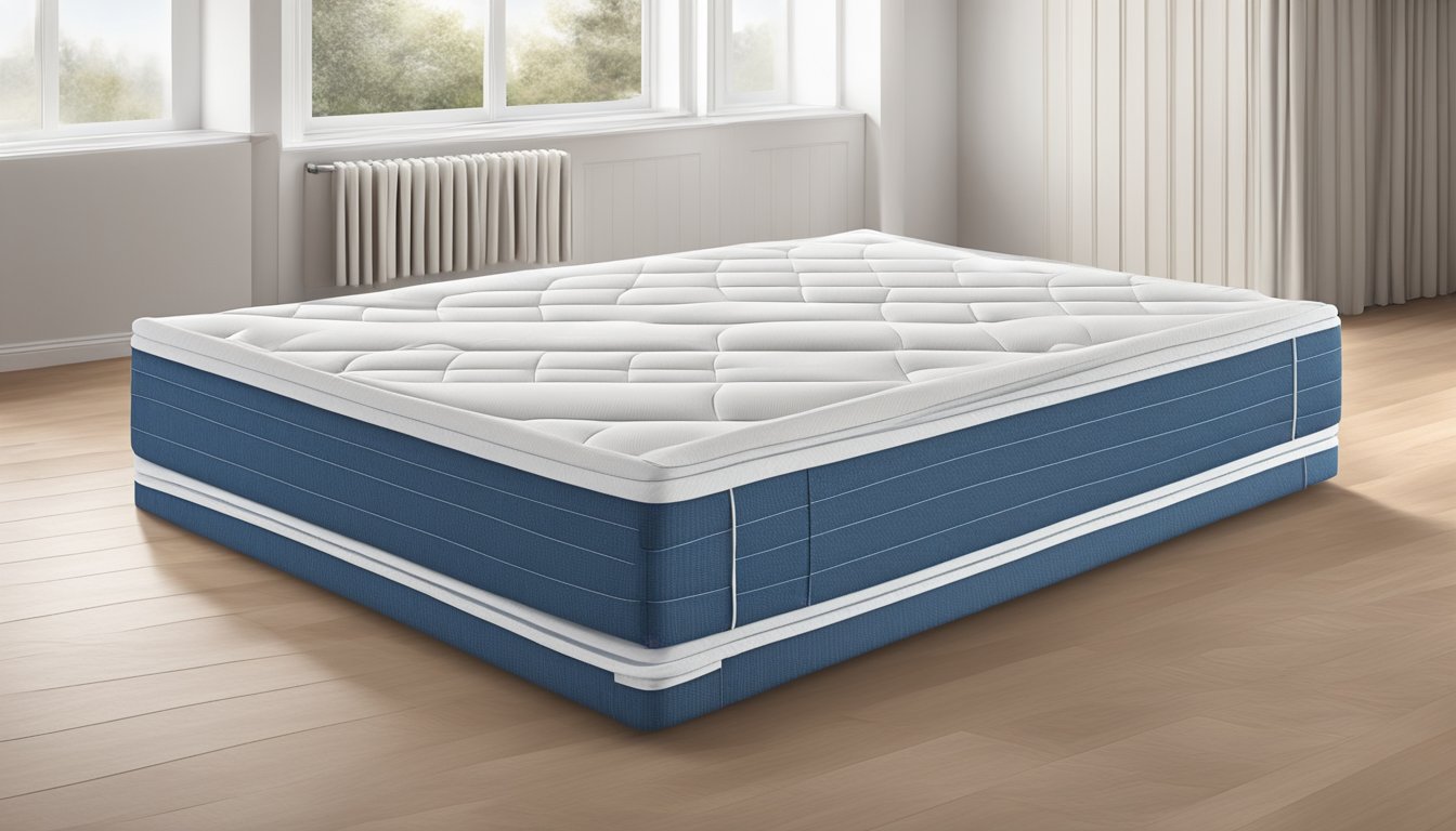 A mattress being unrolled and expanded, revealing layers of high-quality materials and advanced technology for maximum comfort and support