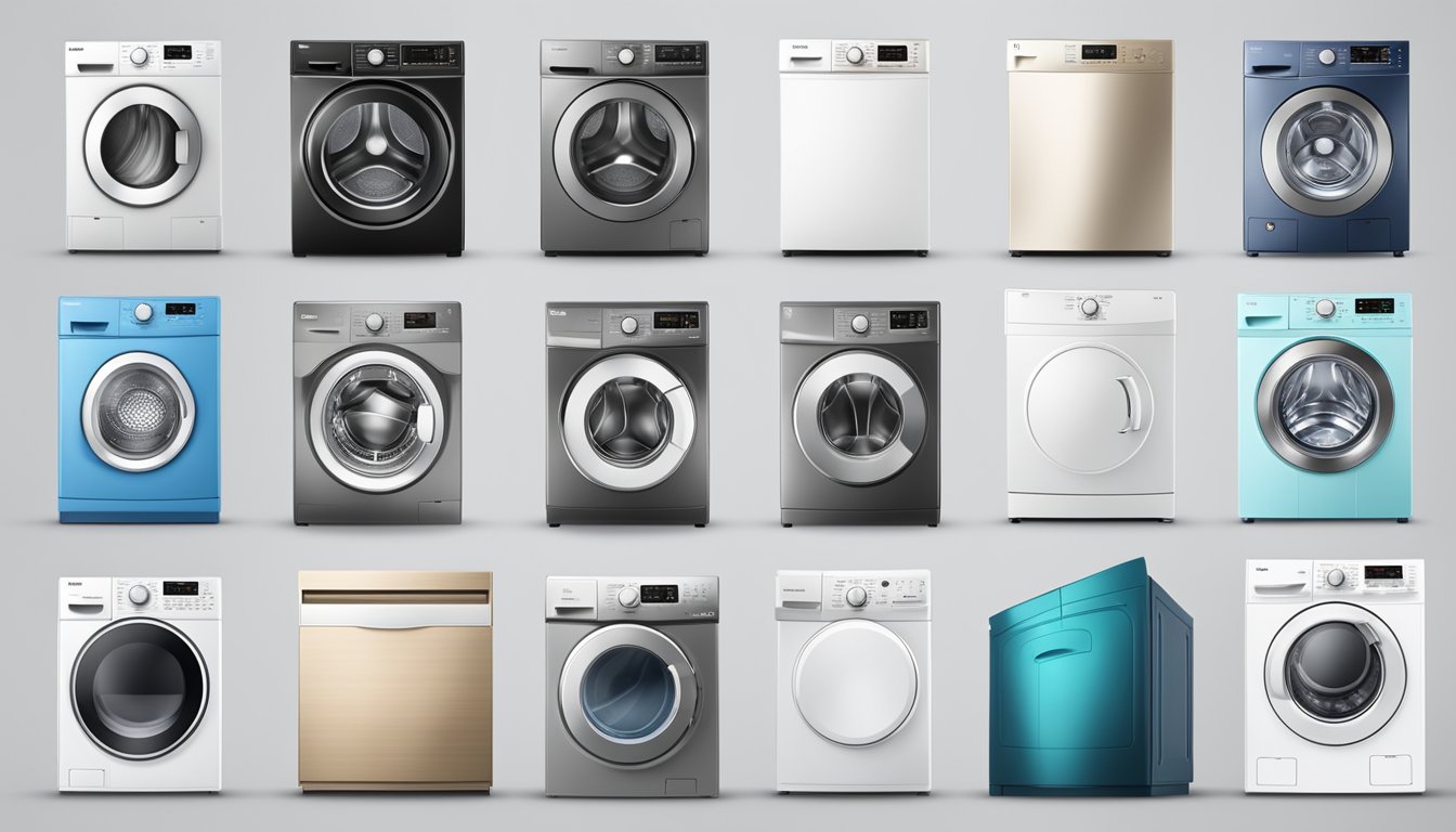 Various top washing machine brands displayed with their unique features and offerings. Brand logos and product images are showcased with accompanying descriptions