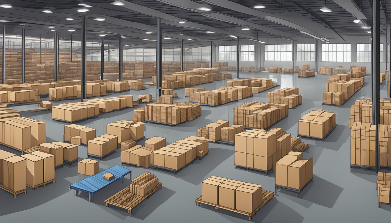 A spacious warehouse filled with rows of wholesale furniture, neatly organized and displayed for easy browsing