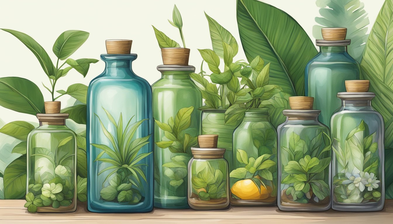 Aromatic bottles and plants in a tranquil Singaporean setting