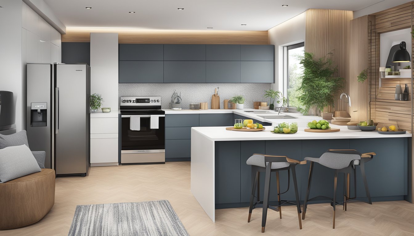 The kitchen designer carefully chooses modern appliances and sleek materials for a stylish yet functional 4-room BTO kitchen