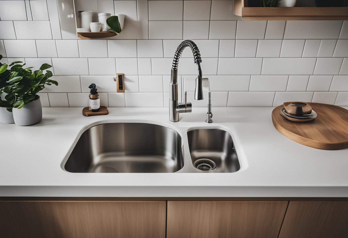 A water purifier being installed under the kitchen sink