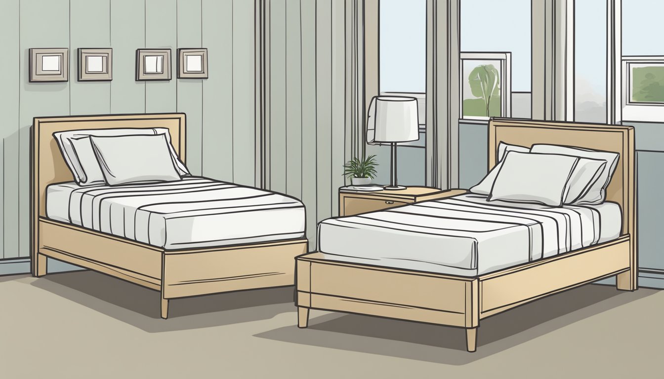 Two bed sizes labeled "Frequently Asked Questions single and super single size" with clear and readable text