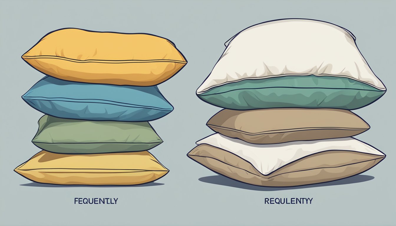 A stack of pillows in various sizes and types, with labels indicating "Frequently Asked Questions" on each one