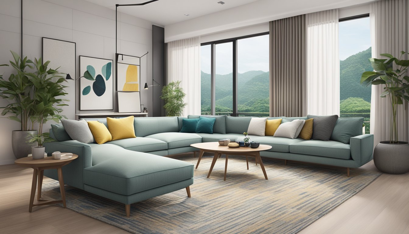 A sleek, modern sofa in a stylish Singapore living room