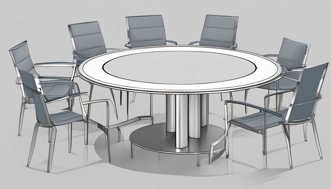 A round table with extendable panels, showcasing its versatile design and functionality