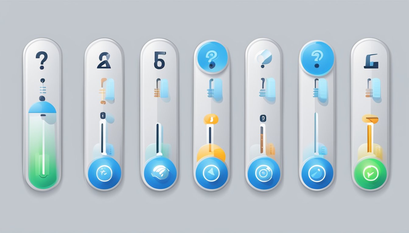 Aircon symbols guide with question marks, temperature icons, and mode options. Clear, easy-to-understand visuals for user convenience