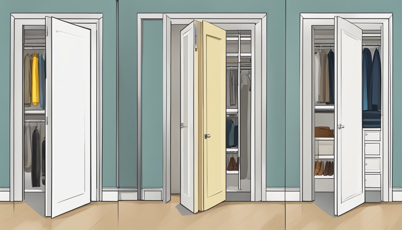 Closet doors swing open, revealing options for in or out