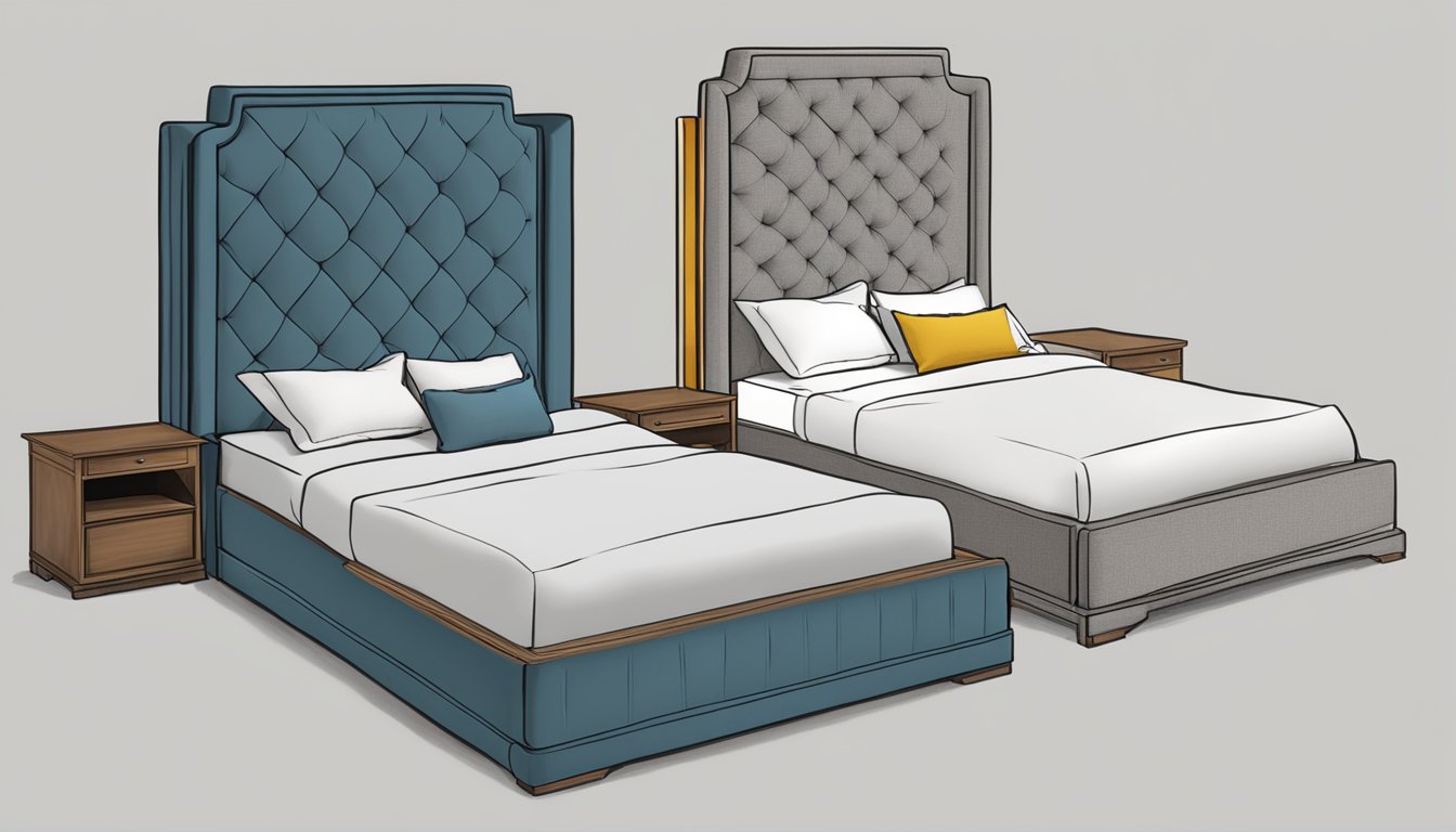 A king bed looms larger than a queen bed, showcasing the size difference between the two options