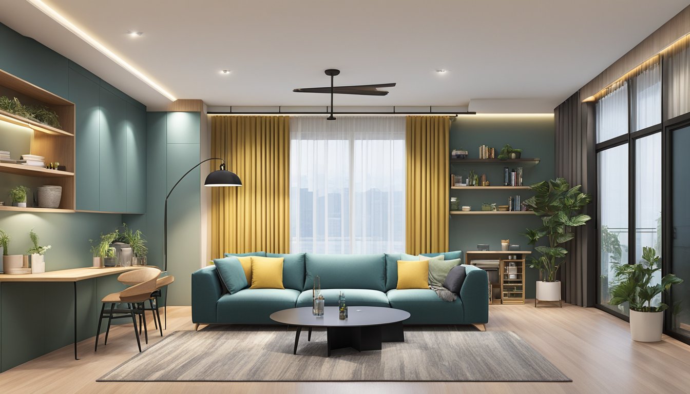 A room with standard HDB ceiling height, measuring 2.6 meters from the floor to the ceiling, with evenly spaced lighting fixtures