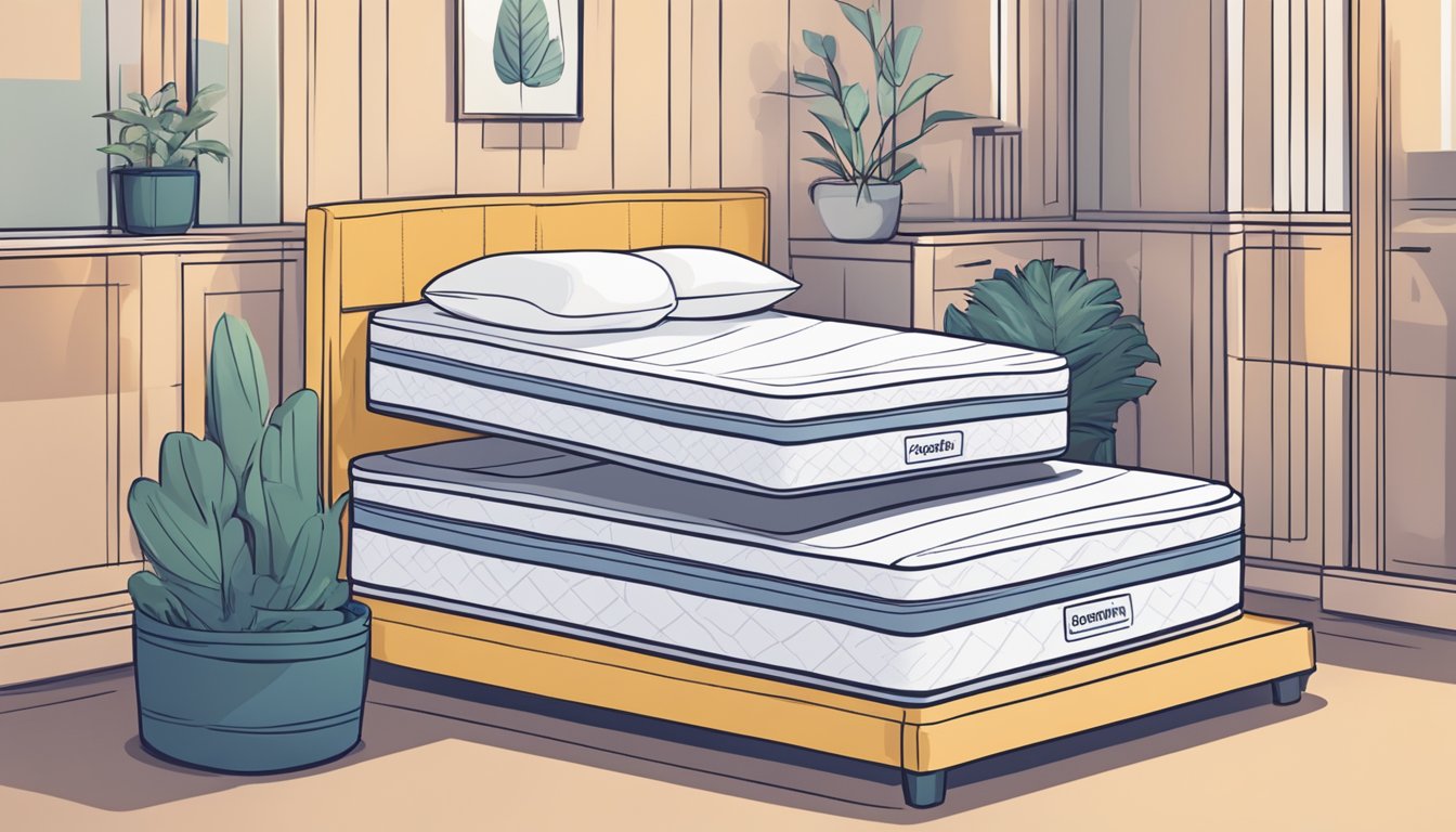 A stack of mattresses with a "Frequently Asked Questions" guidebook on top