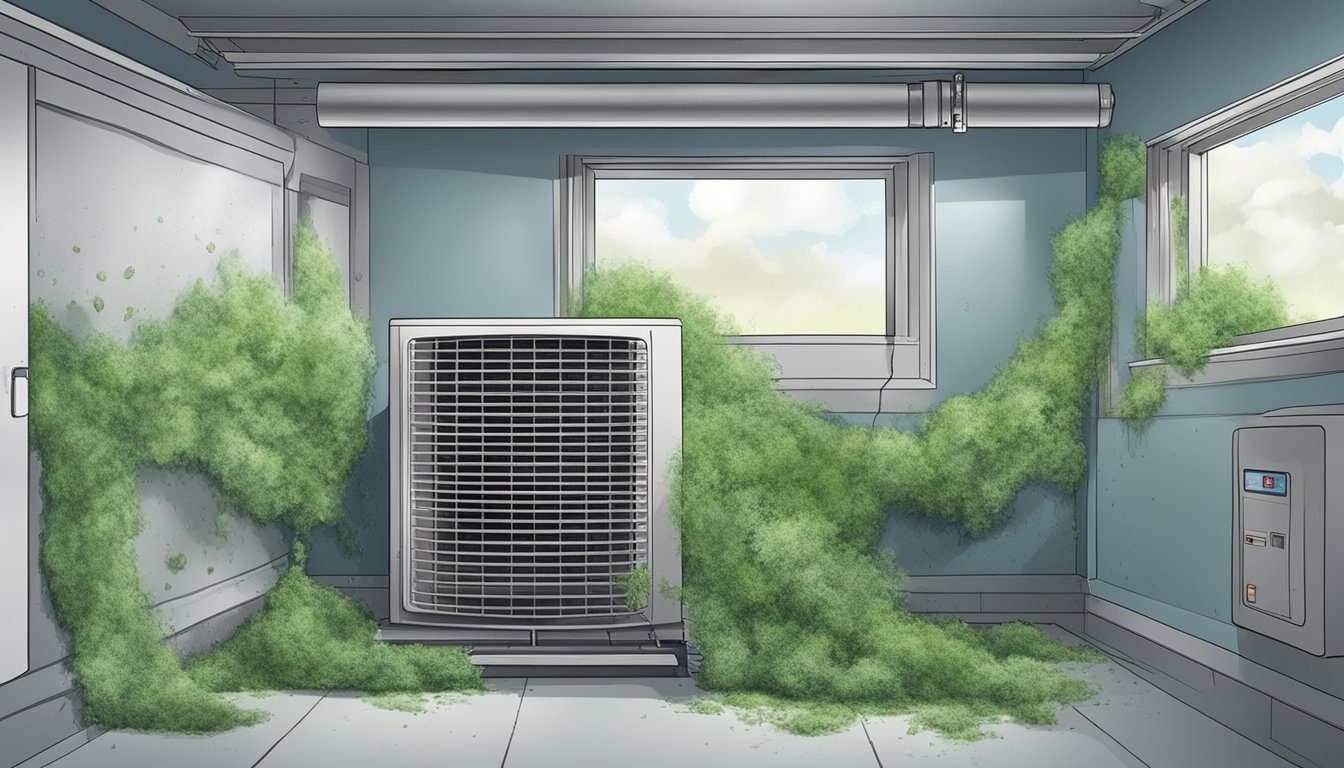 Mould grows inside an air conditioning unit, causing damage and health concerns