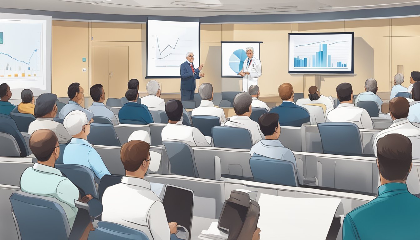 A senior cardiologist presents at a professional development conference, showcasing their accreditation and expertise in the field