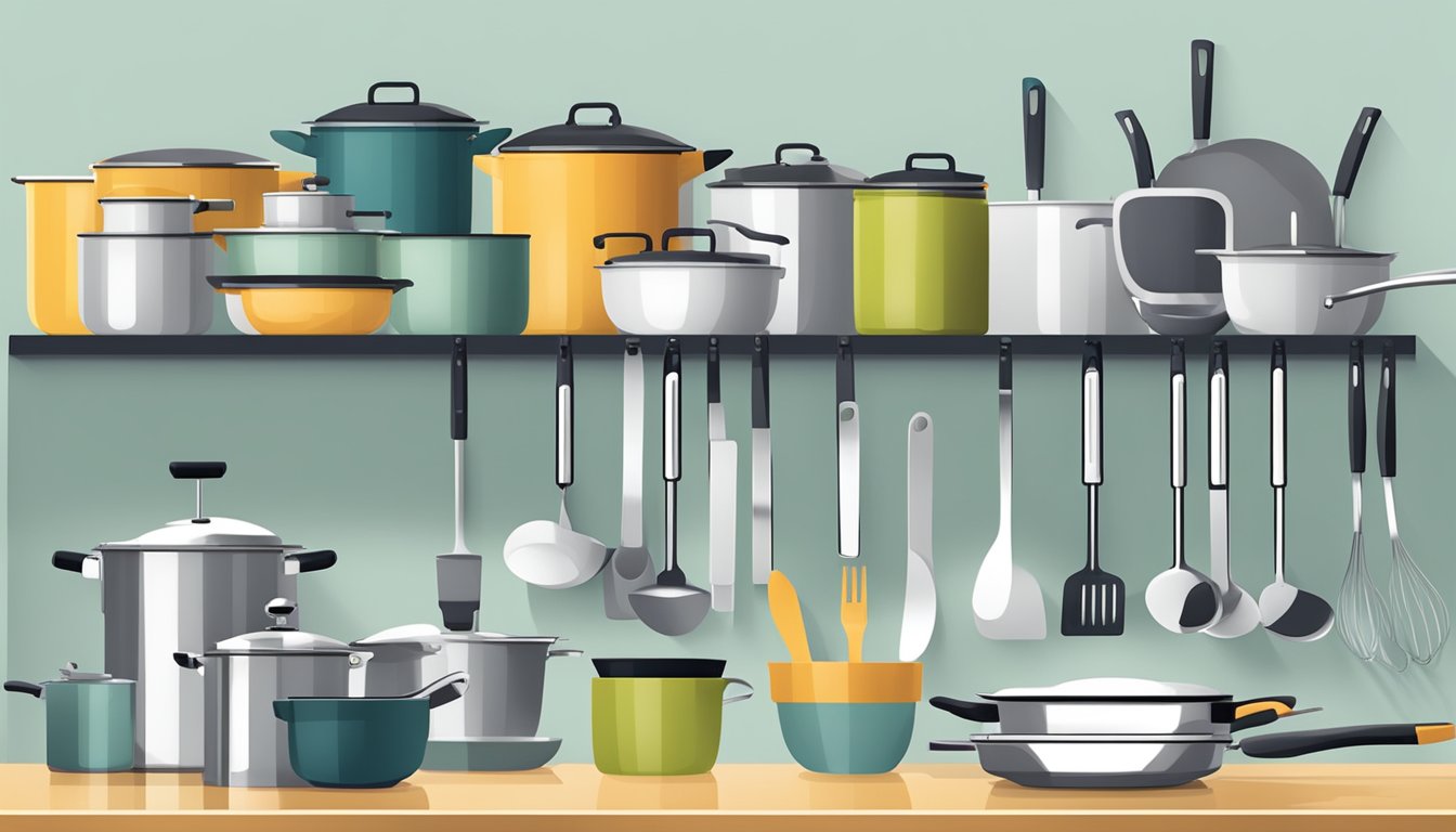 Various kitchen utensils neatly arranged on a countertop in a modern kitchen setting in Singapore