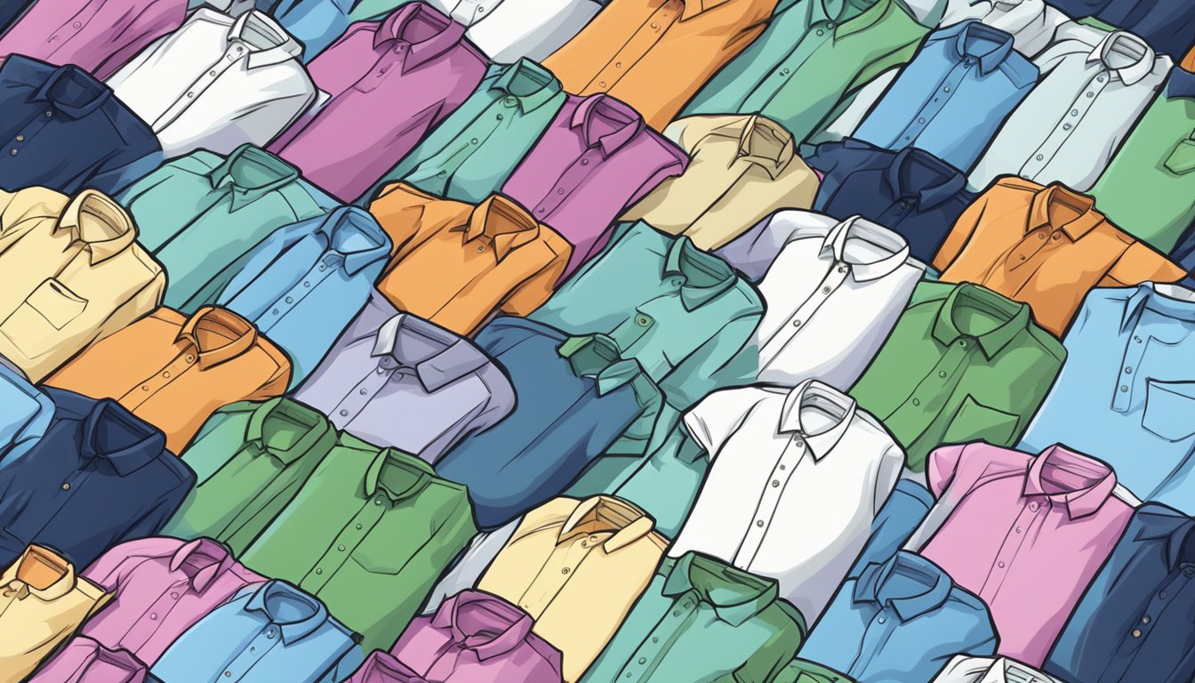A pile of shirts with various washing symbols on tags