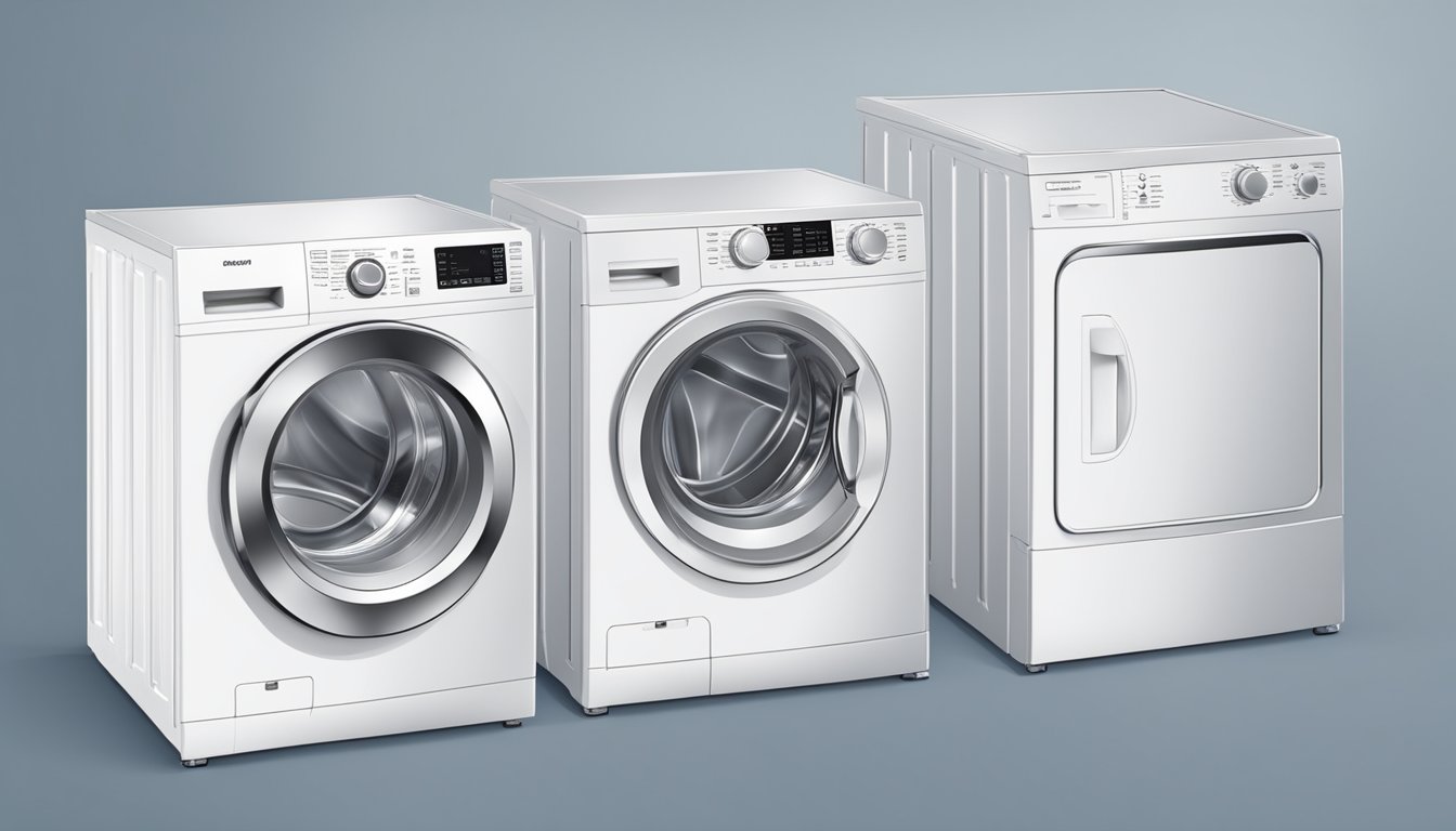 A front load and top load washing machine side by side, with clear differences in their loading mechanisms