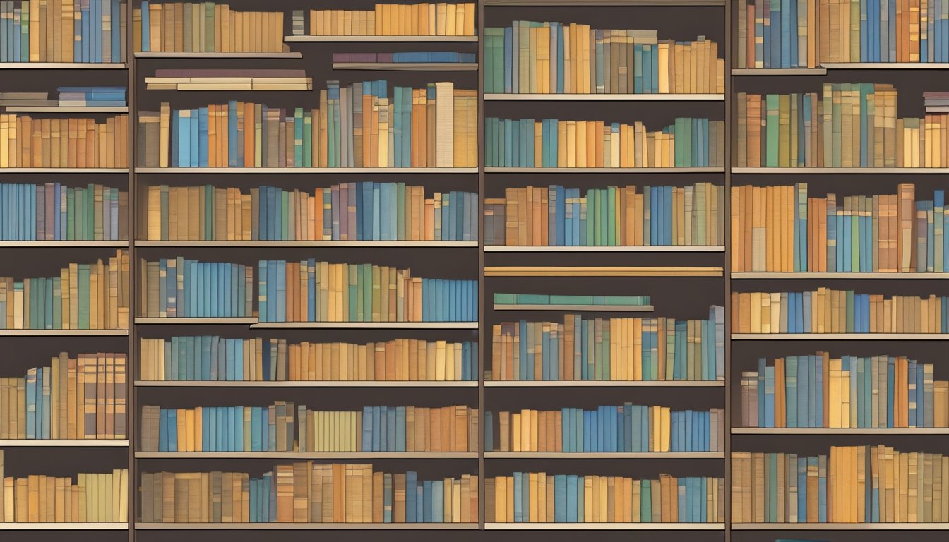 A tall bookshelf cabinet stands against the wall, filled with books of various sizes and colors. The shelves are neatly organized, with some books stacked horizontally and others standing upright