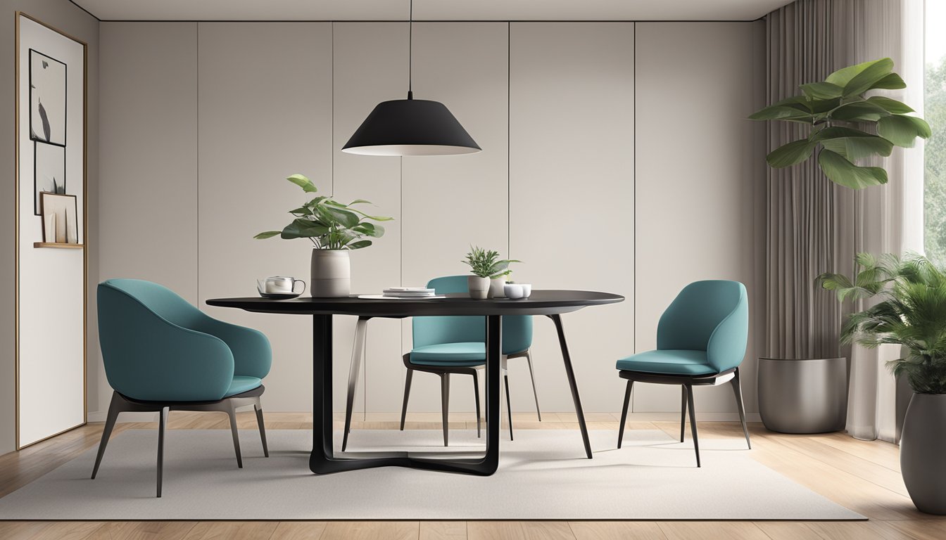 A sleek, modern table from Singapore with minimalist furniture