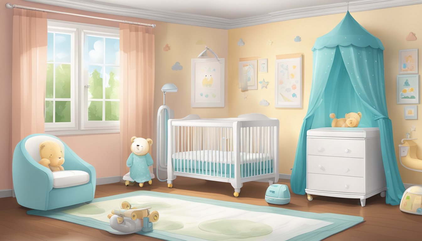 A baby's room with a humidifier on one side and a dehumidifier on the other, creating a balanced environment for the baby's comfort and health