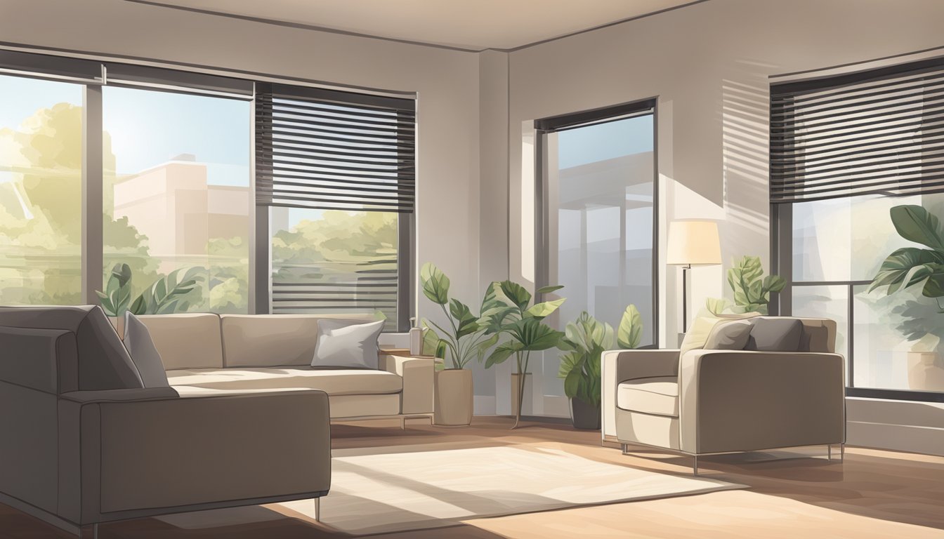 A sleek, modern air conditioning unit hums quietly in a sunlit room, cooling the air with efficiency and grace