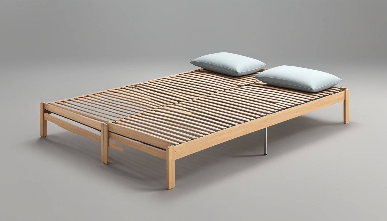 An expandable wooden bed frame offers functionality and comfort. The frame adjusts to accommodate different mattress sizes, providing a versatile and cozy sleeping space
