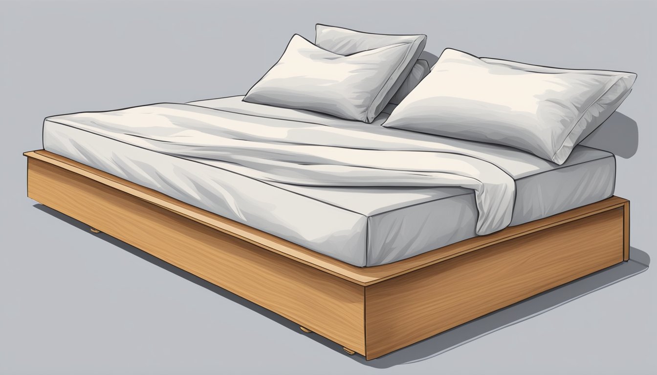 A double bed (full-size) measuring 137 cm wide and 190 cm long, with a clean and neatly made-up bedding, placed against a plain wall