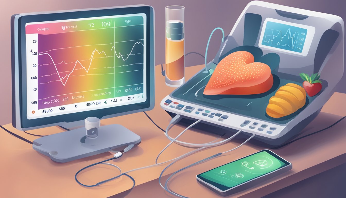 A heart monitor displaying high systolic and diastolic readings, surrounded by unhealthy lifestyle factors like smoking, unhealthy diet, and lack of exercise