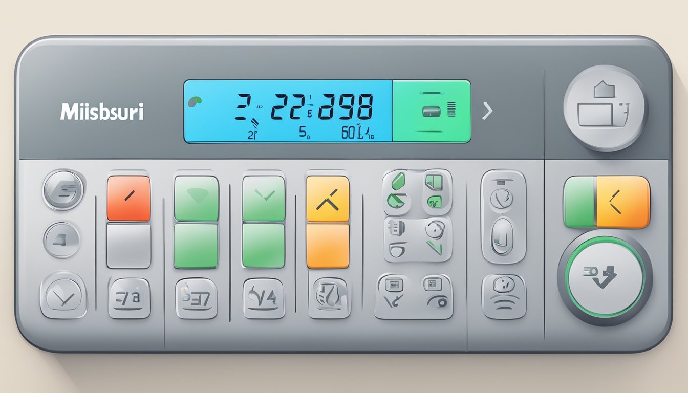 A hand presses buttons on a remote control, selecting different aircon mode symbols for a Mitsubishi unit