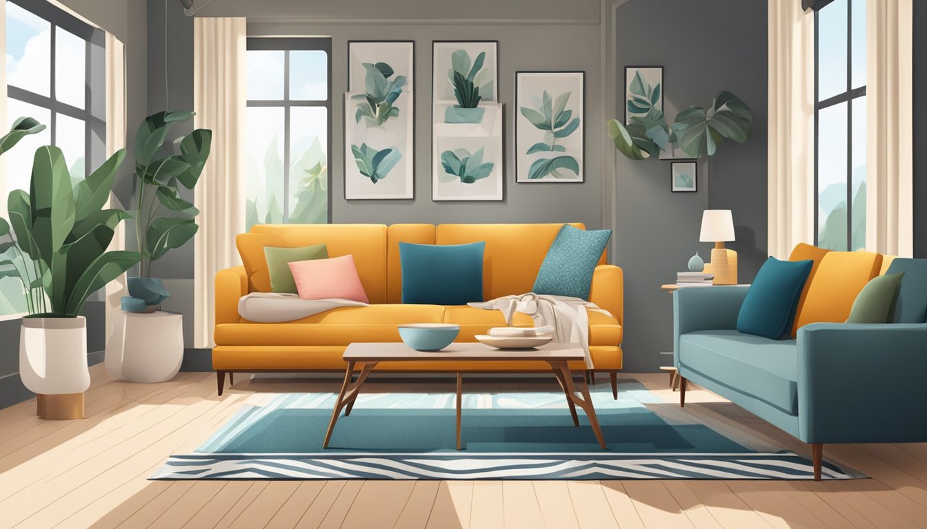 A cozy living room with a variety of stylish sofas displayed in a well-lit showroom