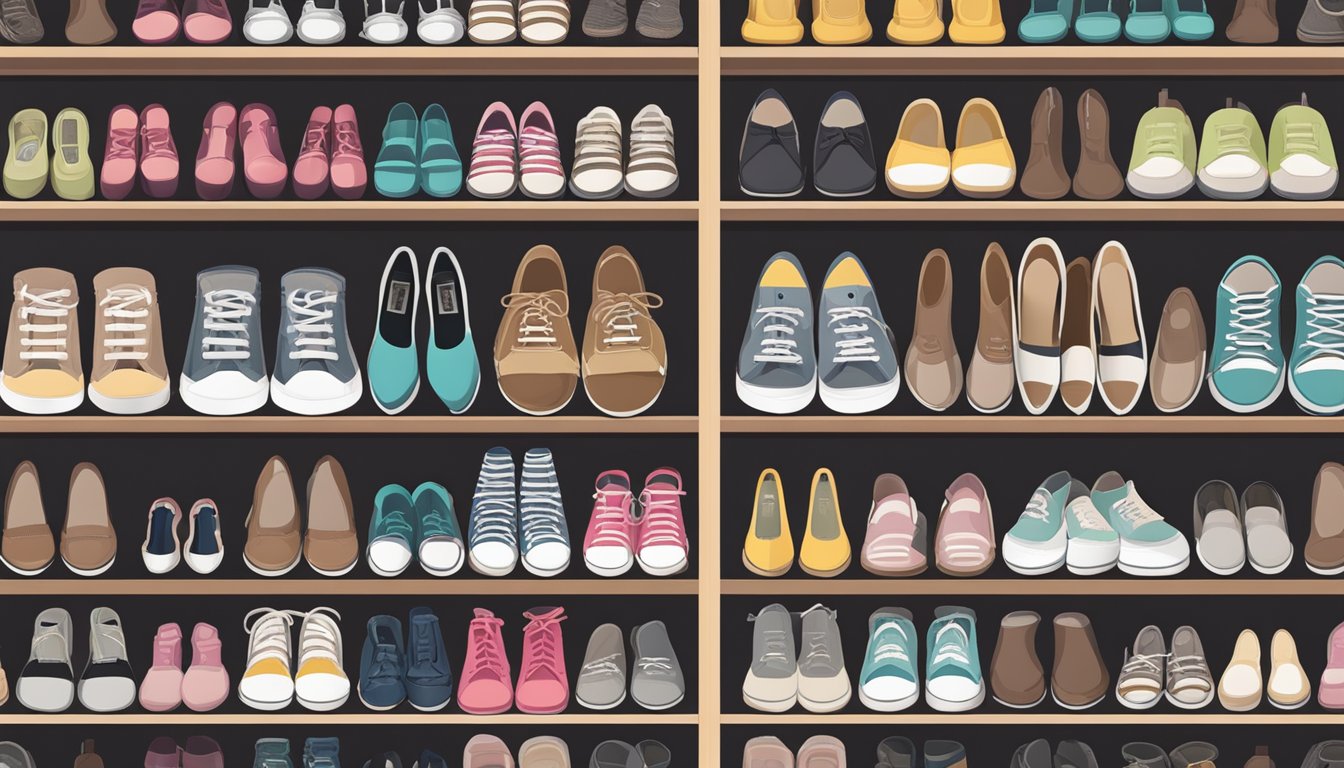 A closet with various shoes neatly arranged in a shoe organizer, with clear labels for each pair