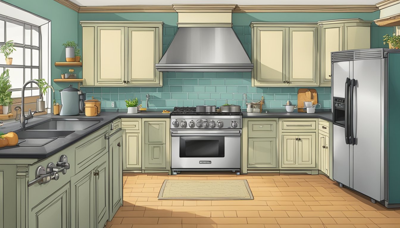 A kitchen with various oven brands displayed, surrounded by question marks and a "Frequently Asked Questions" sign