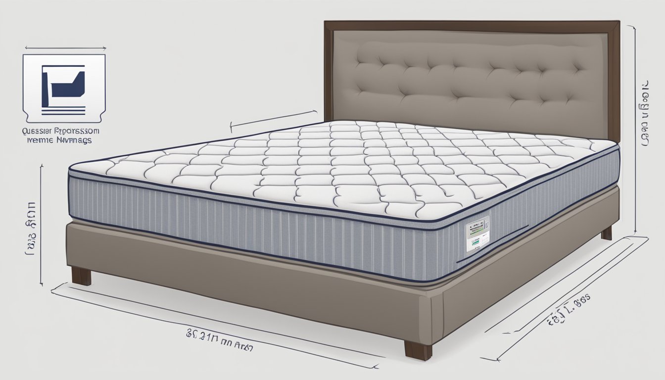 A single bed mattress with dimensions labeled, surrounded by question marks