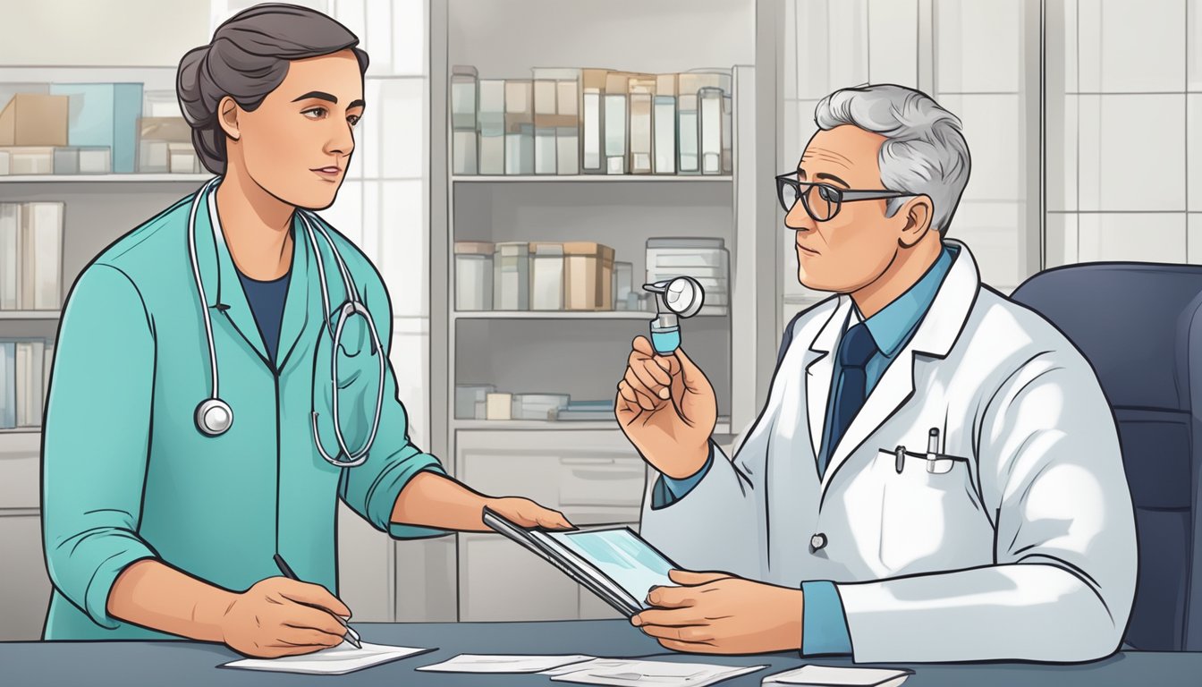 A doctor diagnoses asthma, then administers treatment for a heart attack