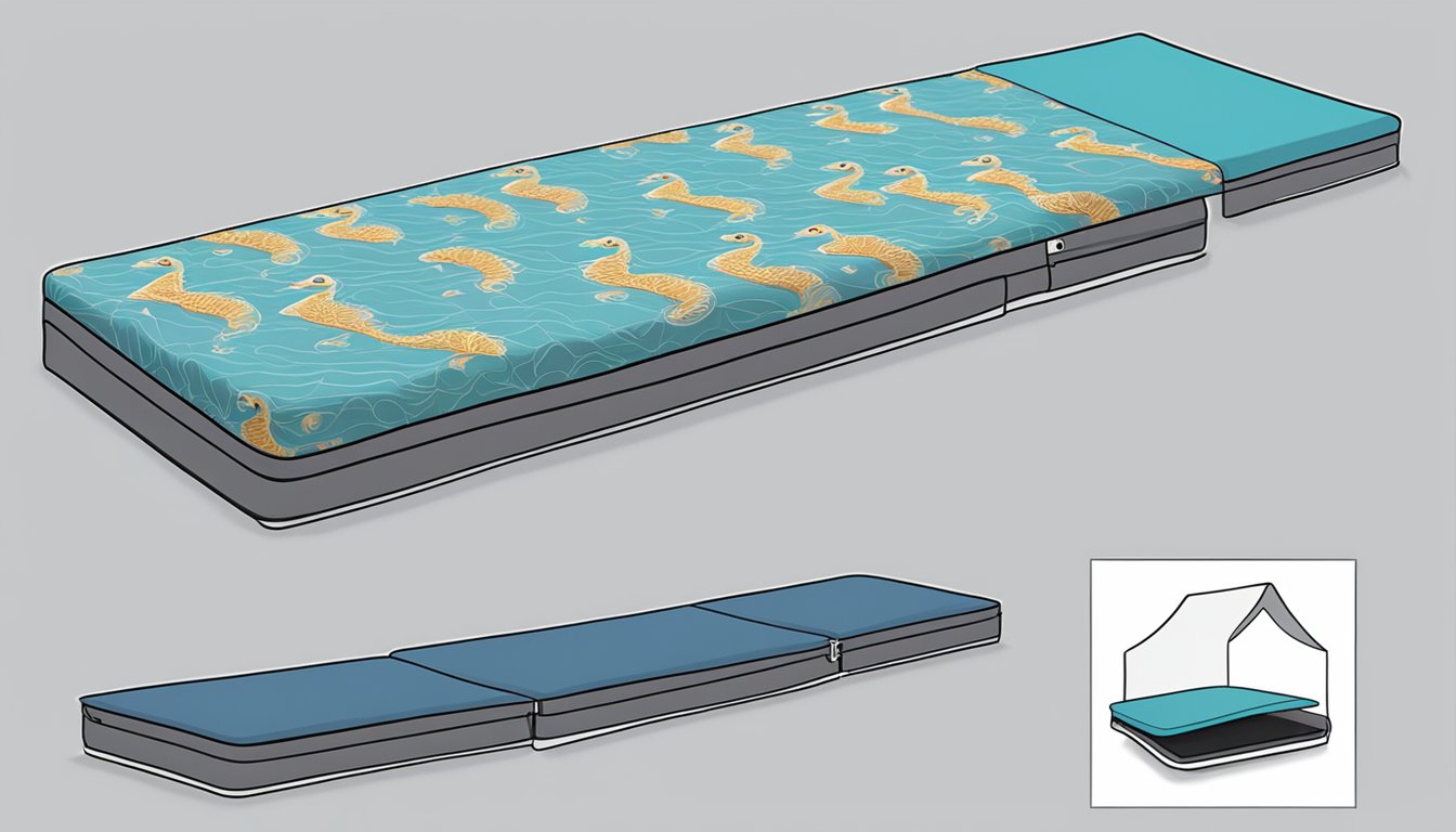 A seahorse foldable mattress unfolds seamlessly, showcasing its compact design and easy portability