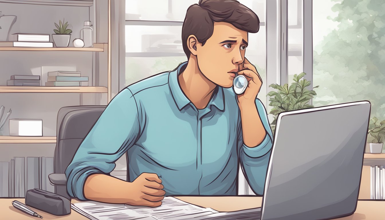 A person with asthma experiencing a heart attack, seeking help and information from a FAQ page
