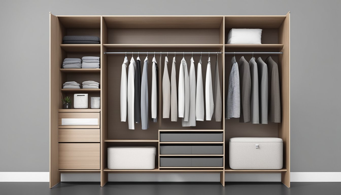 A sleek 2-door wardrobe stands against a clean, modern backdrop. Its smooth, minimalist design exudes functionality with ample storage space and efficient organization features