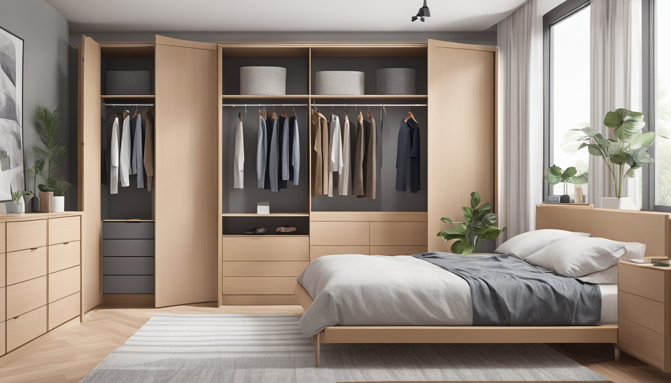 A 2-door wardrobe being delivered and assembled in a bedroom, followed by a demonstration of how to properly care for and maintain the wardrobe