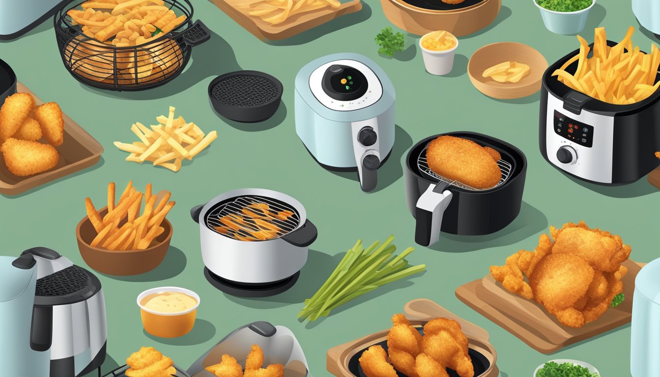 An air fryer circulates hot air to cook food, with a heating element and a fan. Food is placed in a basket, and the air rapidly cooks it, creating a crispy texture