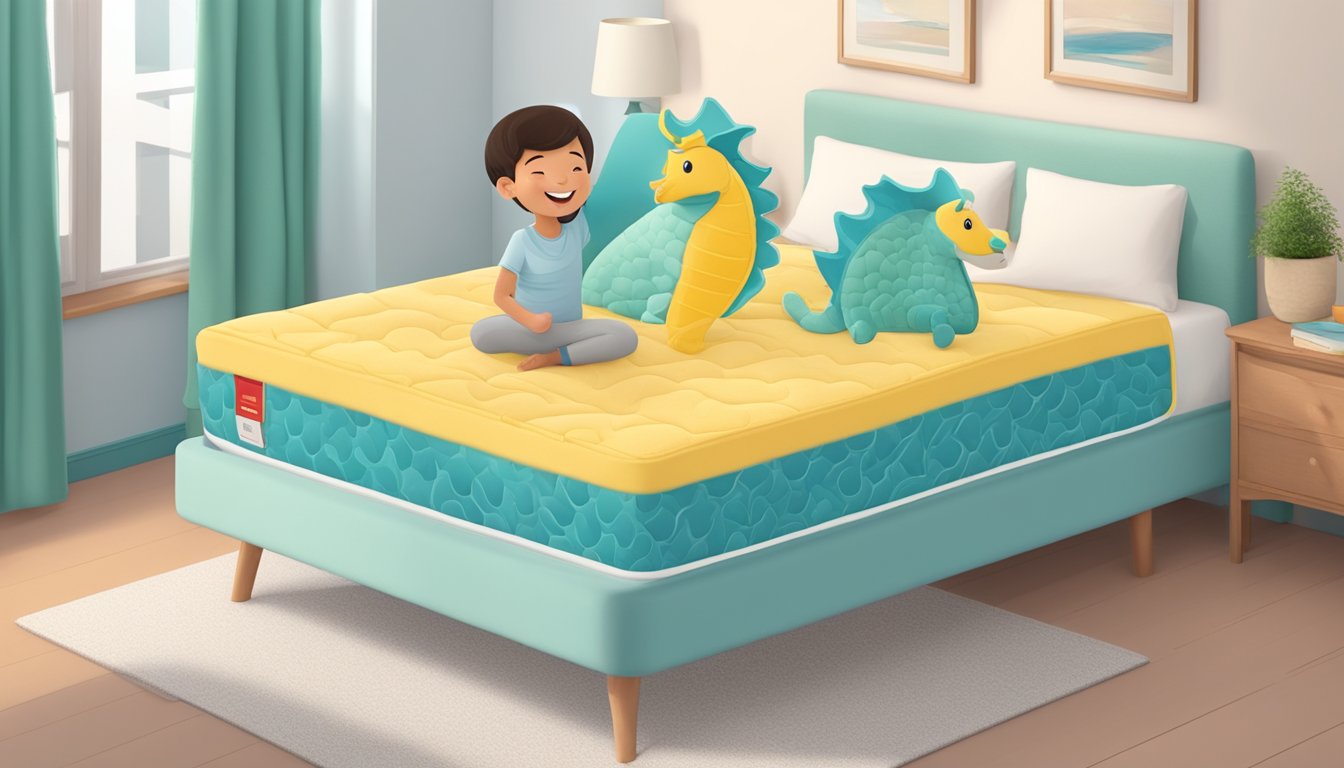 A person gently patting the Seahorse Mattress with a smile, while the mattress appears to be comfortably supporting their weight