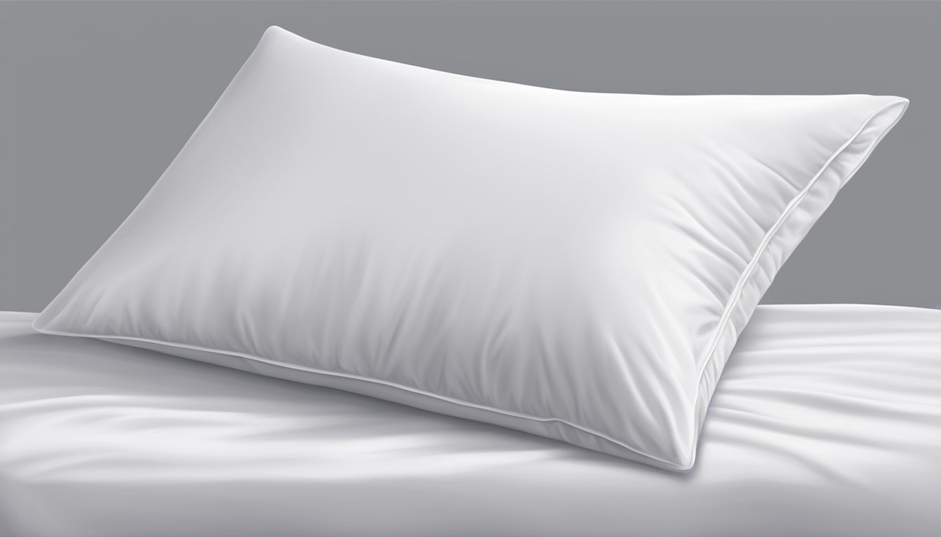 A white pillowcase protector encasing a fluffy pillow, with a zipper closure and a smooth, wrinkle-free surface