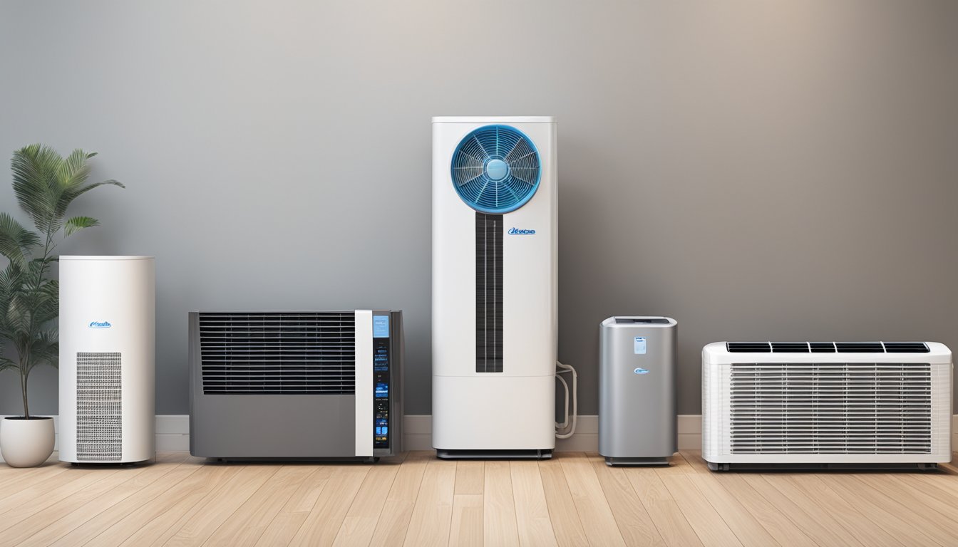 A sleek Midea air conditioner stands next to other top brands, exuding modernity and efficiency