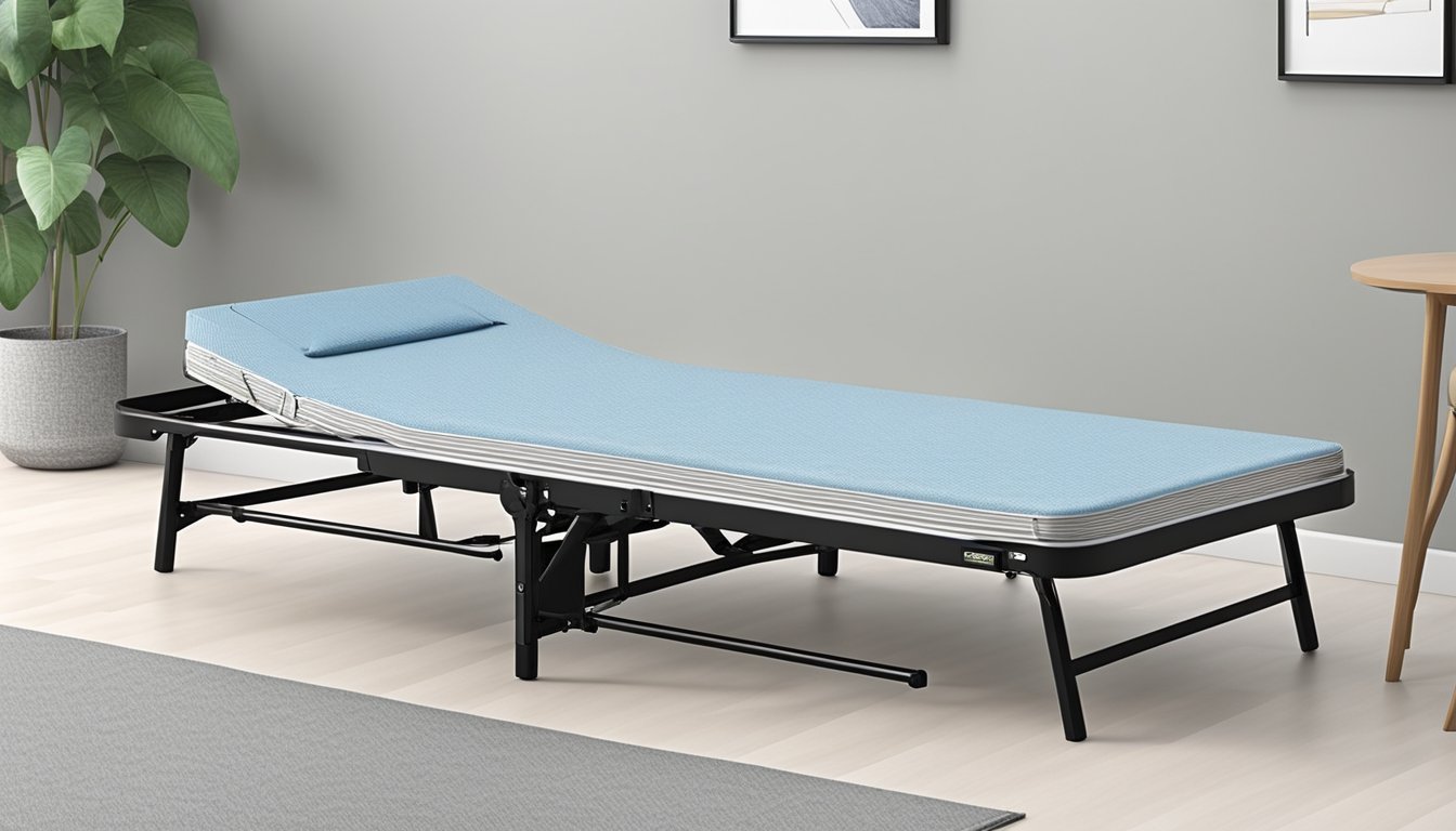 A folding bed unfolds from a compact shape, revealing a sturdy frame and comfortable mattress. The mechanism is simple yet efficient, allowing for easy setup and storage